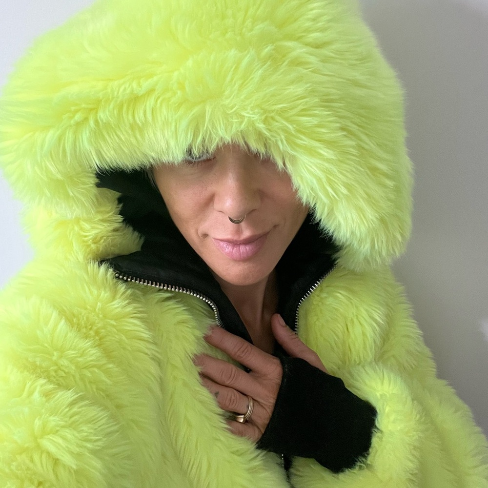 Dolls Kill Lime Faux Fur Hooded Jacket